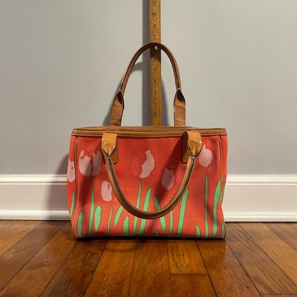Beautiful Kate Spade Leather Trimmed Canvas Tote - Picture 2 of 7